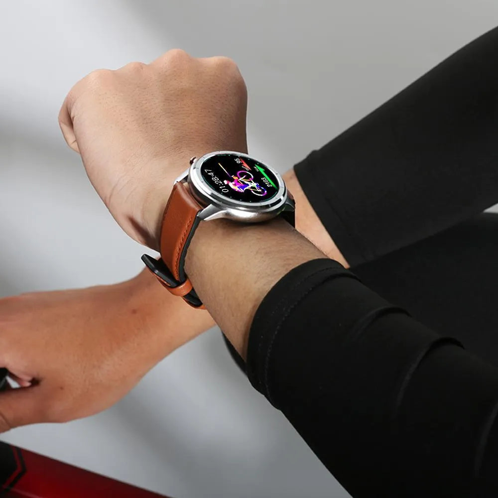 LEMFO LF26 smart bracelet with 1.3-inch screen shown in black, brown silver, and silver colour options