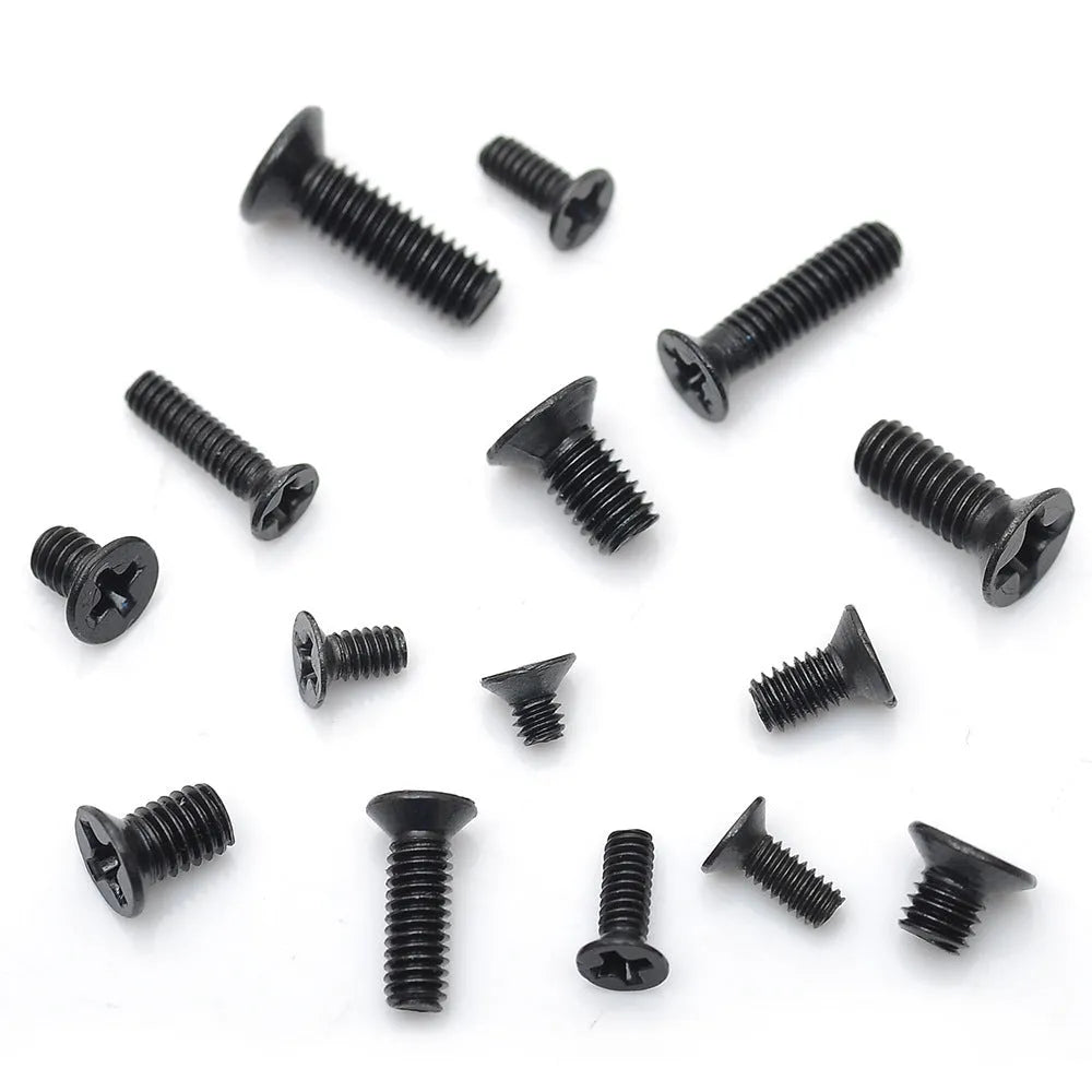 Countersunk machine screw set 1.4mm x 16mm carbon steel black plating 450 PCS box