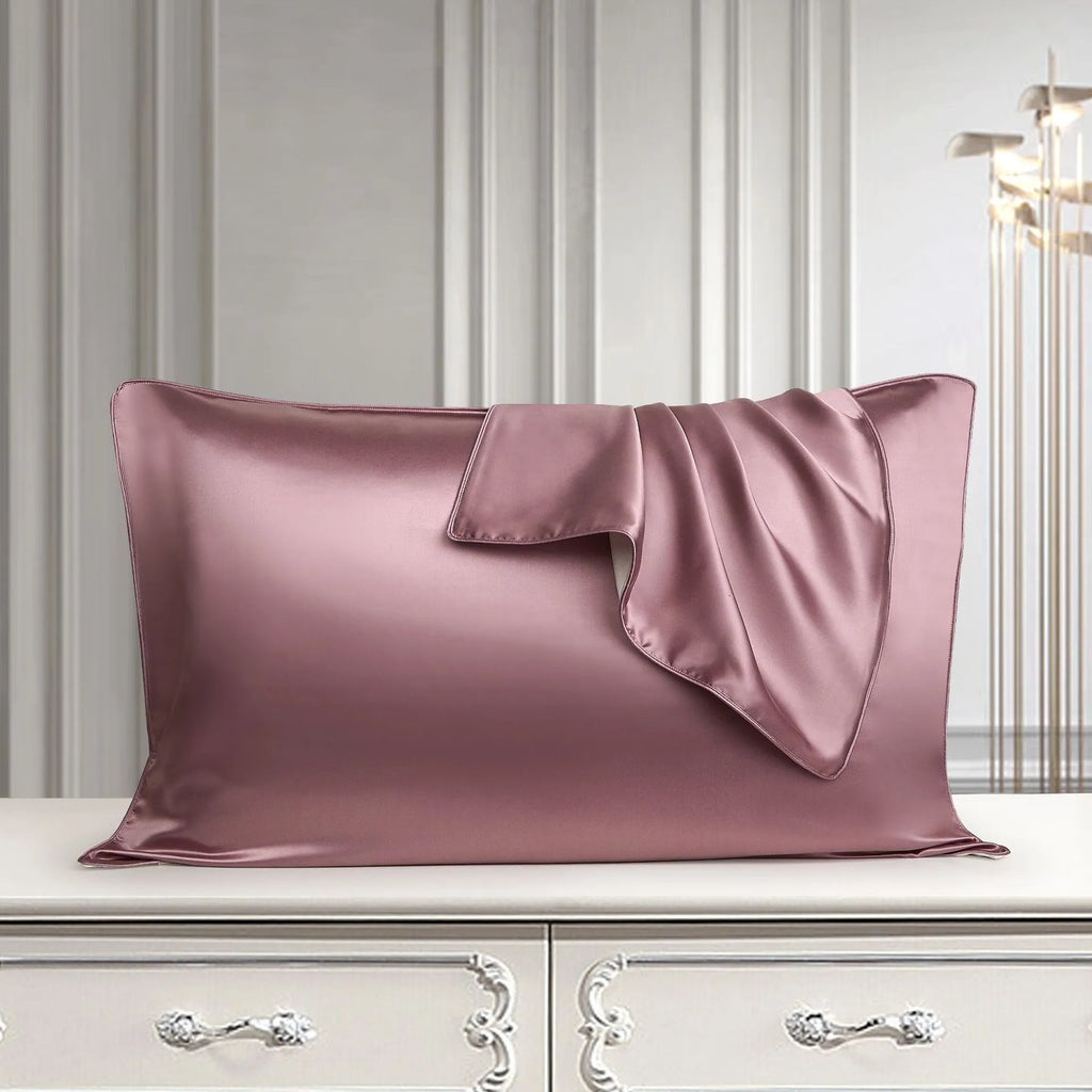 100% mulberry silk pillowcase 48x74cm palace luxury style with inlaid rope edge in champagne gold