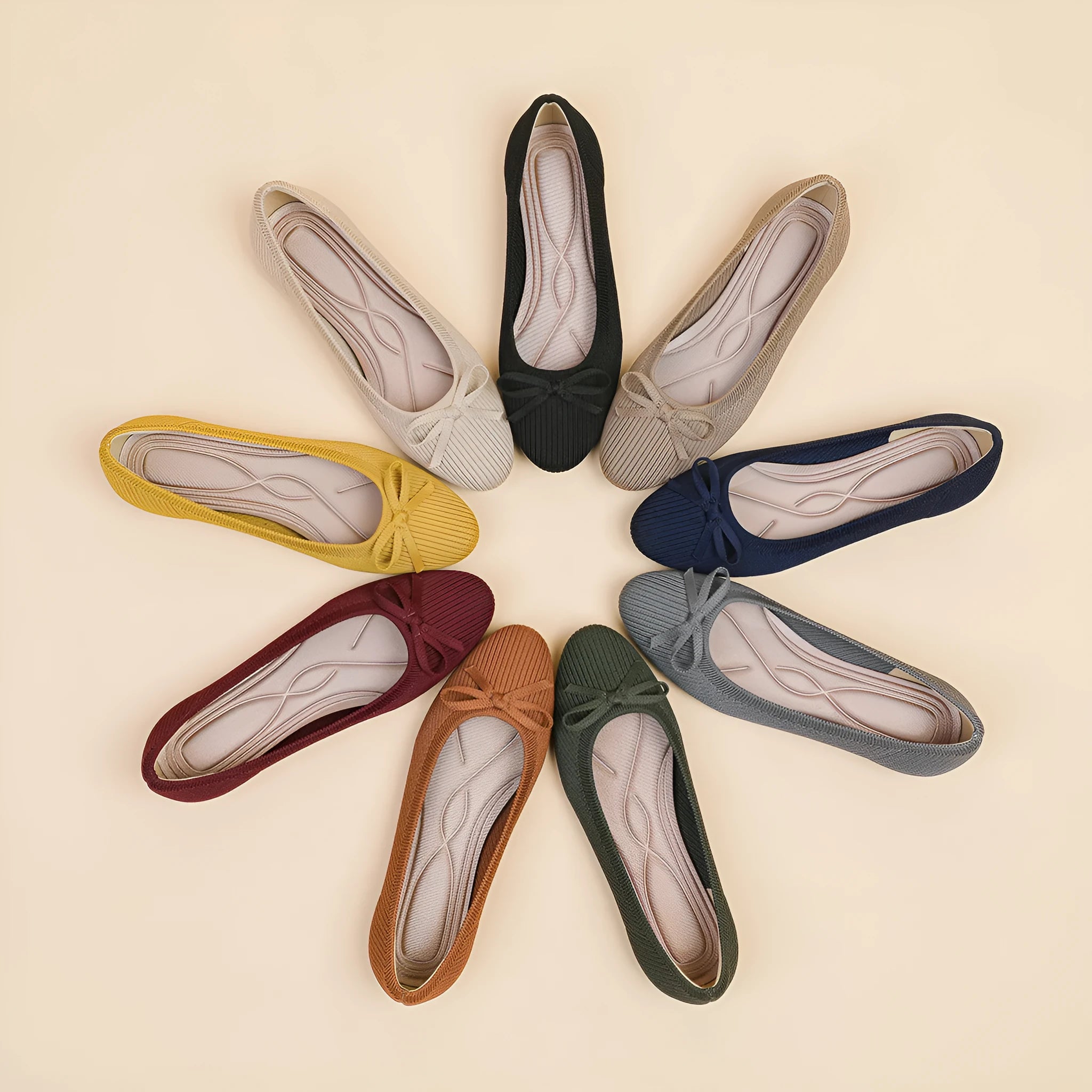 Women's round toe shallow mouth flat pumps with butterfly print, fabric upper, flat heel, casual slip-on shoes sizes 34-44