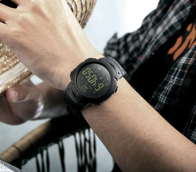 50mm round smart watch with PU strap, black, compatible with Apple and Android Bluetooth devices