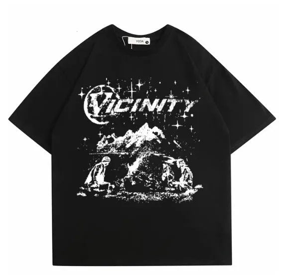 Men's retro hip hop print T-shirt in polyester fibre, colour TKL472, front view