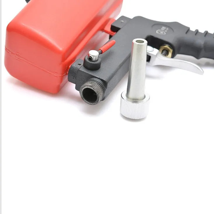 Blue portable pneumatic sandblasting gun with gravity feed pot and 6.5mm nozzle