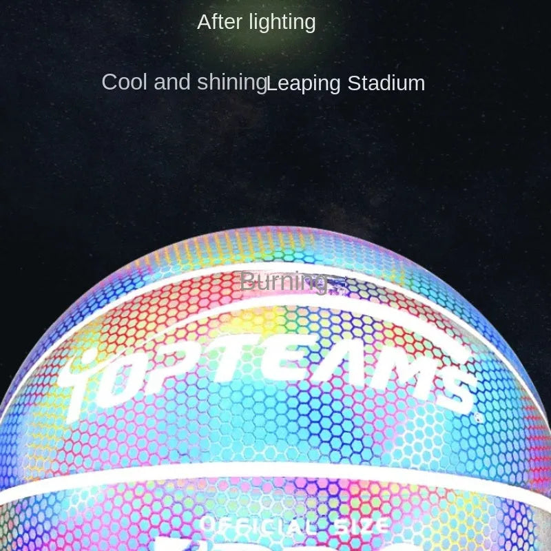 No. 7 size basketball with holographic reflective surface in Chroma and White colour options.