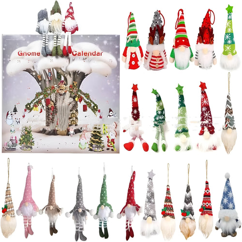 2025 Christmas Gnome Advent Calendar with 24 plush toys in soft pastel colours, Type A single-door format