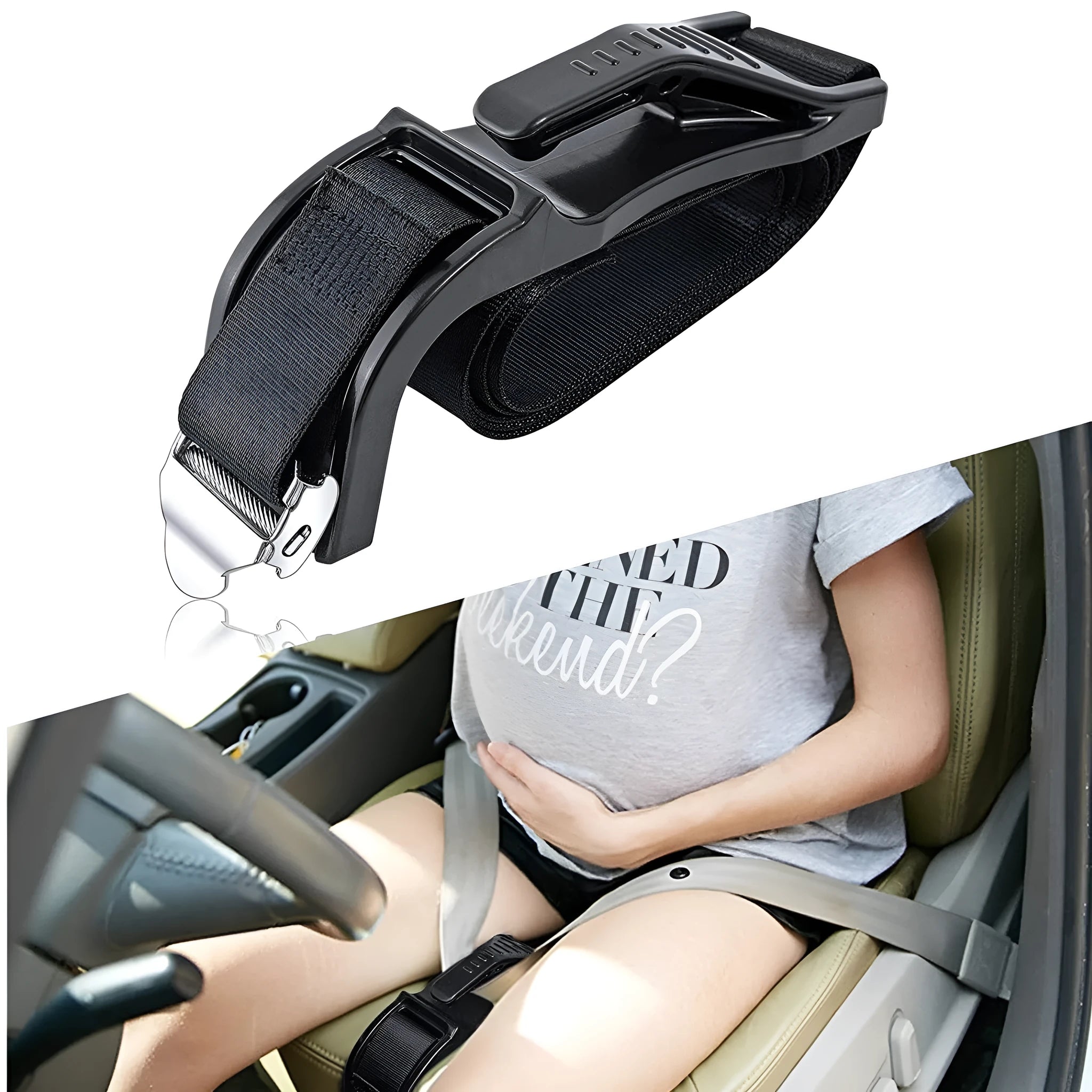 Black ABS polyester metal safety buckle for pregnant women's seat belt anti-strangulation car accessory