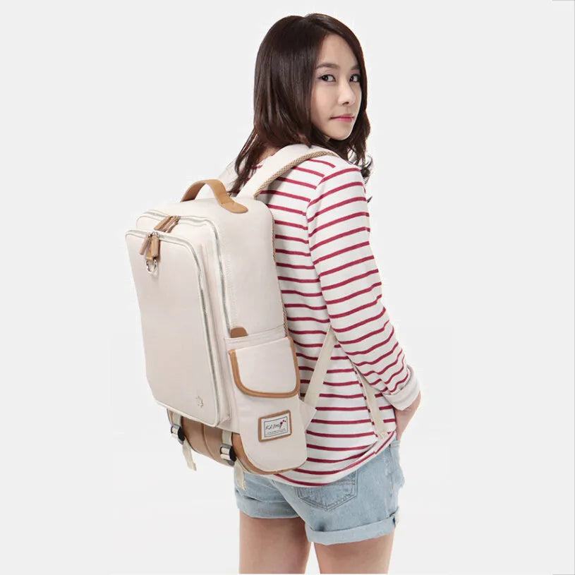 Men's large capacity backpack in Oxford cloth, shown in Army Green colour, dimensions 30cm wide by 46cm high.