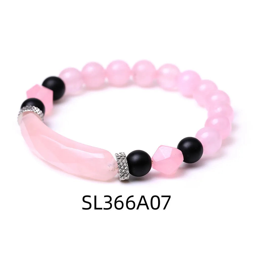 Handmade diamond-shaped agate bracelet with geometric design and fan elements