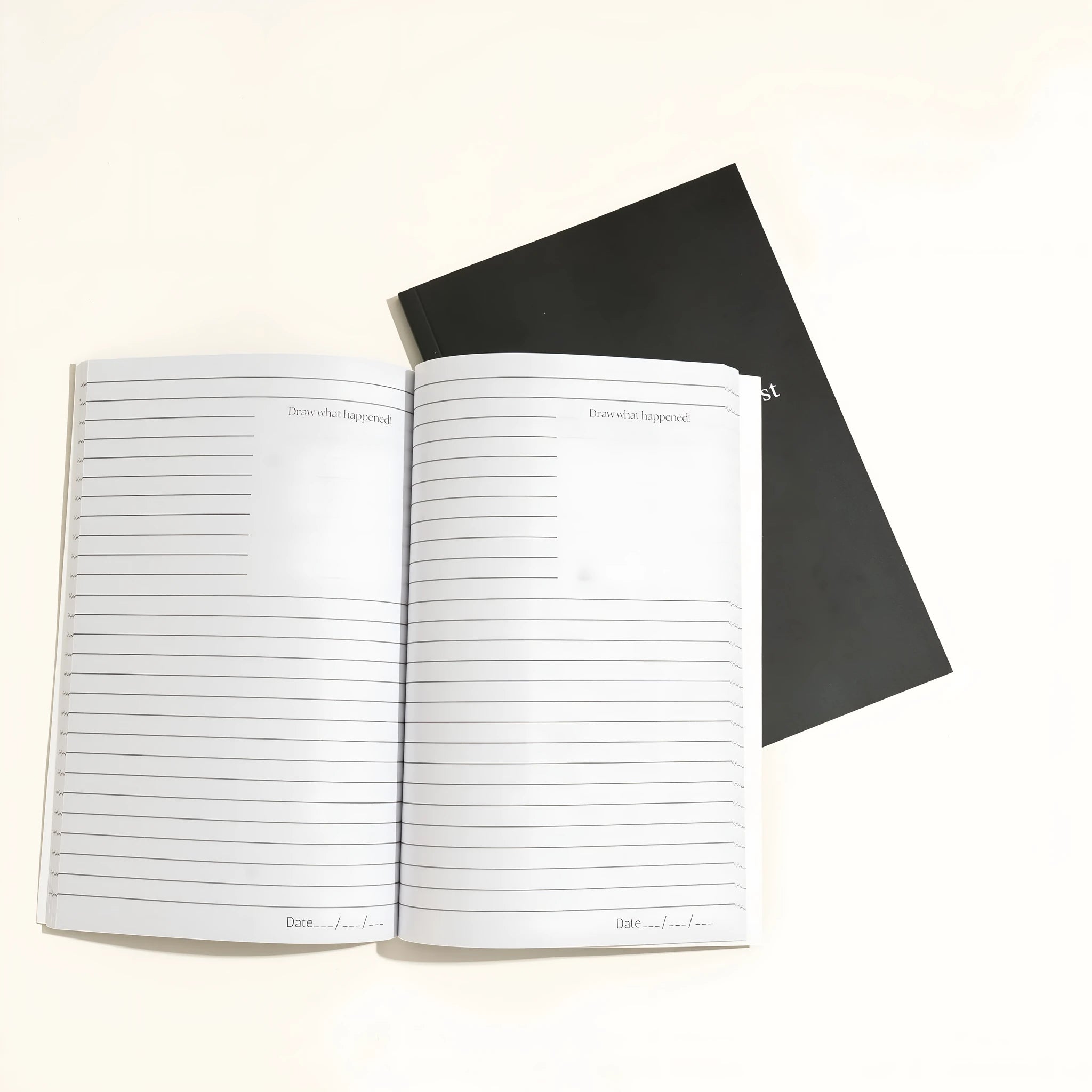 Black hardback A5 dream journal notebook with business simplicity style and ruled interior pages