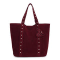 Design rivet hand-carrying tote bag in PU with sandwich pocket, black, 33x14x32cm, horizontal square shape