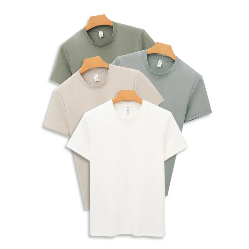 Men's antibacterial quick-drying short sleeve t-shirt in solid colour with straight cut pullover design