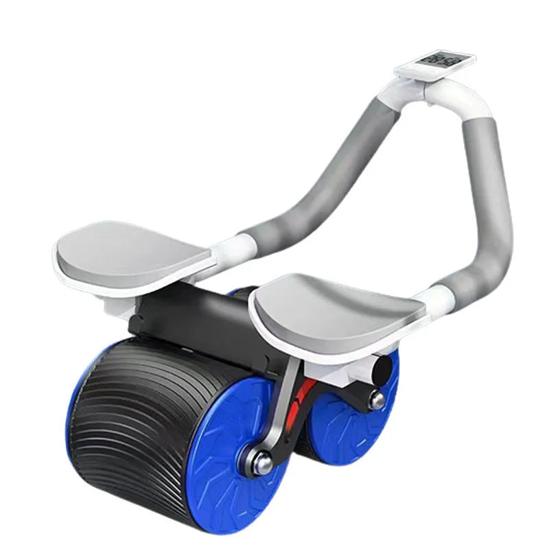 Automatic rebound abdominal exercise wheel with lock edge red and black yoga mat for home workouts
