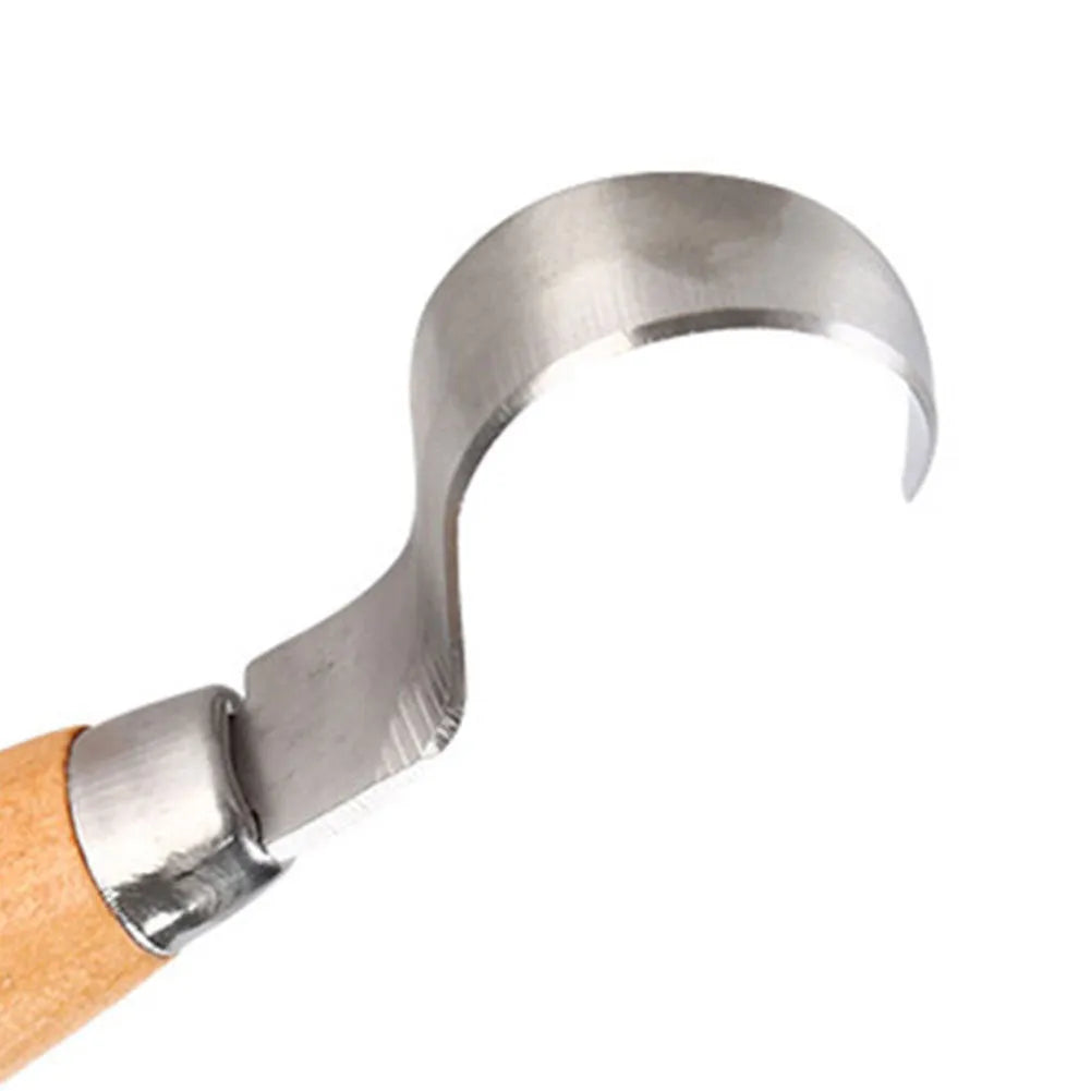 Stainless steel spoon carving knife with wood handle, 100mm length, sharp blade for hardwood carving