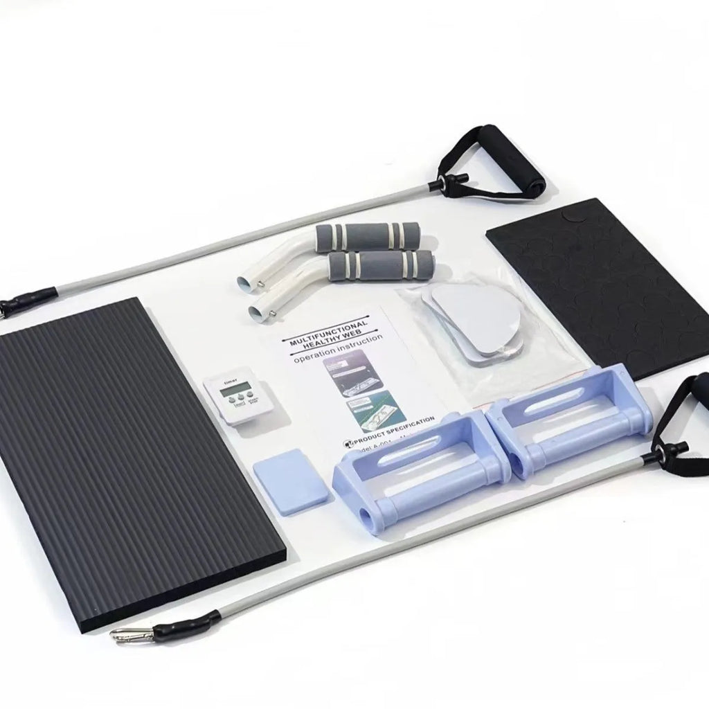 Foldable purple PP belly panel fitness board for core workouts laid flat on a floor.