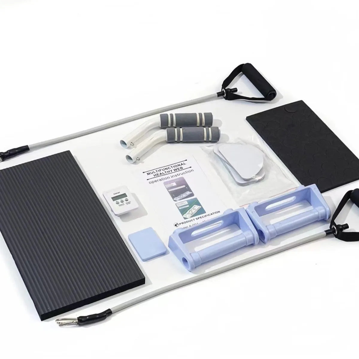 Foldable purple PP belly panel fitness board for core workouts laid flat on a floor.