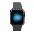 44mm Apple Watch 4 carbon fibre half wrap leather case in bright black and matt black colours