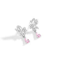 Crystal butterfly 925 silver stud earrings for women on white background