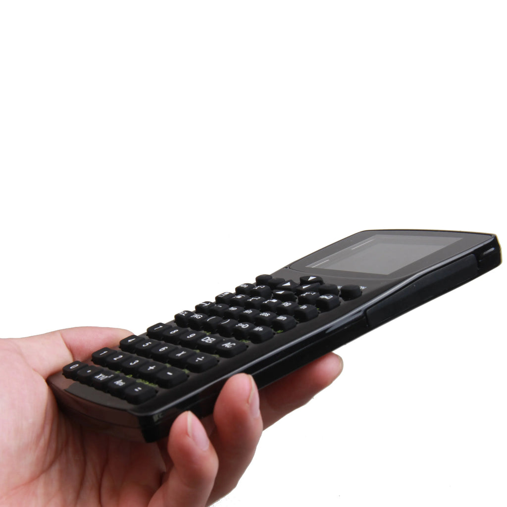 Compact black multifunctional e-book reader with colour display and wrist strap.