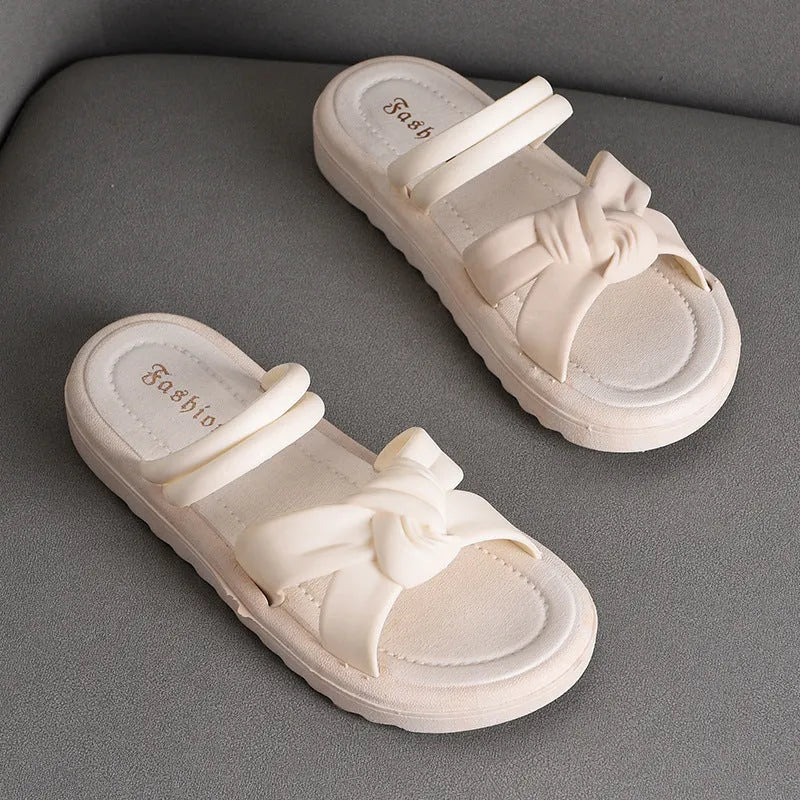Women's two-way wear sandals soft back thick sole non-slip outdoor slides PVC