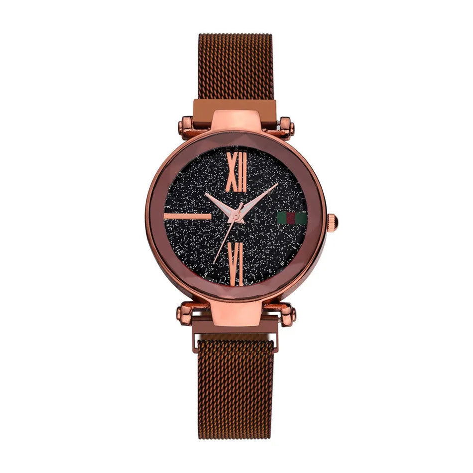 Ladies quartz watch round 32mm dial stainless steel strap jewellery buckle alloy case