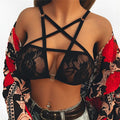Gothic pentagram bra black lace vest style no steel ring fixed shoulder straps women 18-25