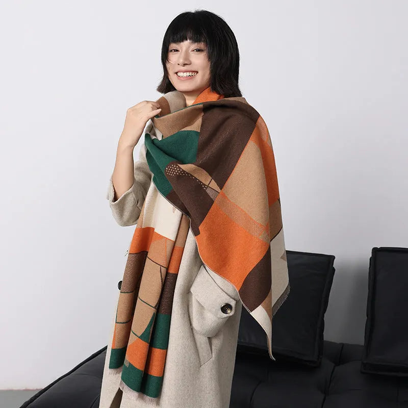 Mid-length imitation cashmere scarf 185x65cm in eight colours for autumn
