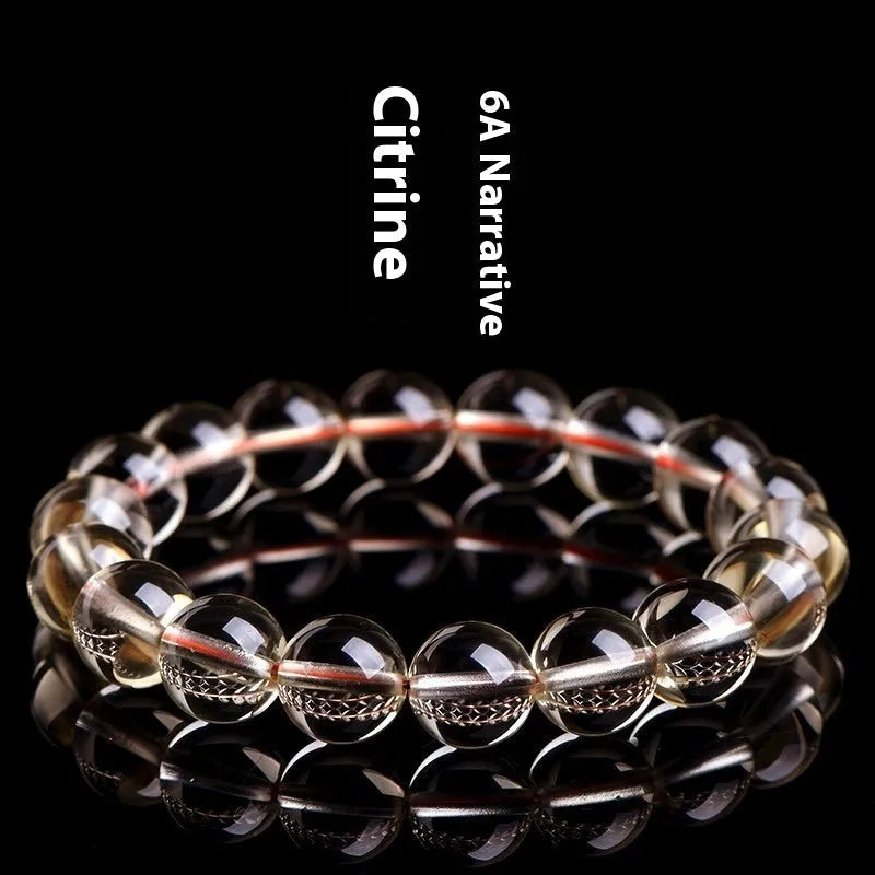 Natural citrine scattered beads ball bracelet showing 7A and 6A grade colour options