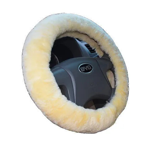 Wool and cashmere steering wheel cover set with two handle covers in business style design