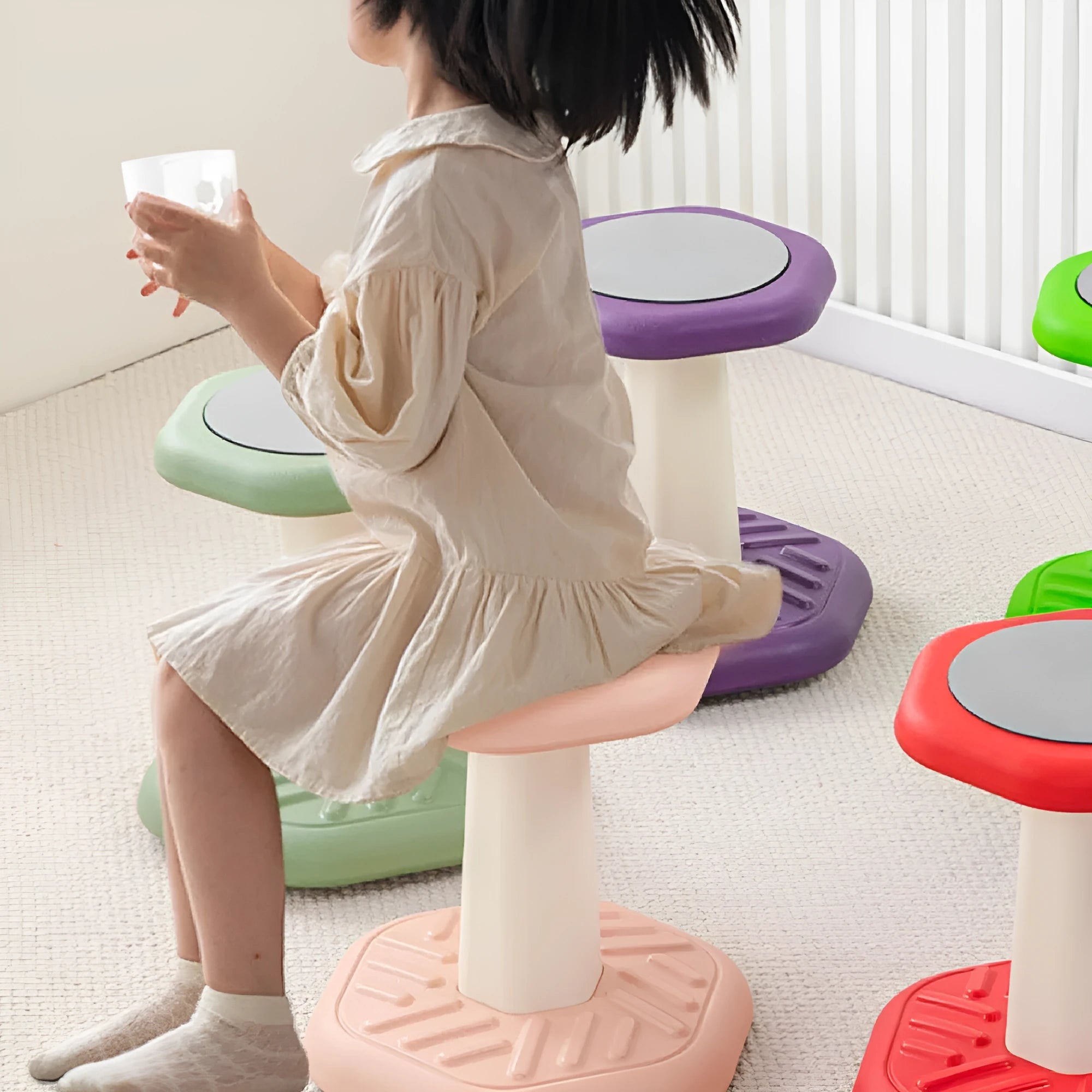 Balance Children's Multi-action Correction Rocking Stool in plastic, available in several bright colours for active seating