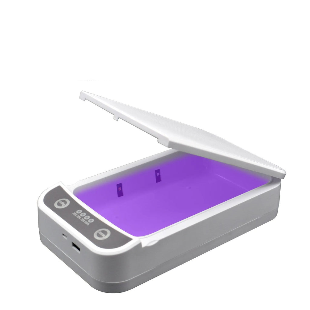 UV disinfection box for phones with 4 UV lamps, external 218x123x53mm, holds 6.5 inch phone, USB powered