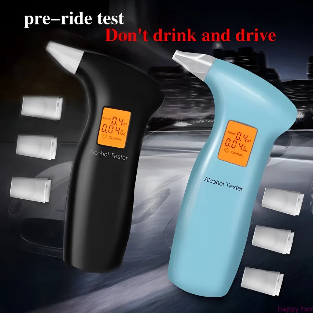 Portable orange light breath alcohol tester with four mouthpieces for driver testing