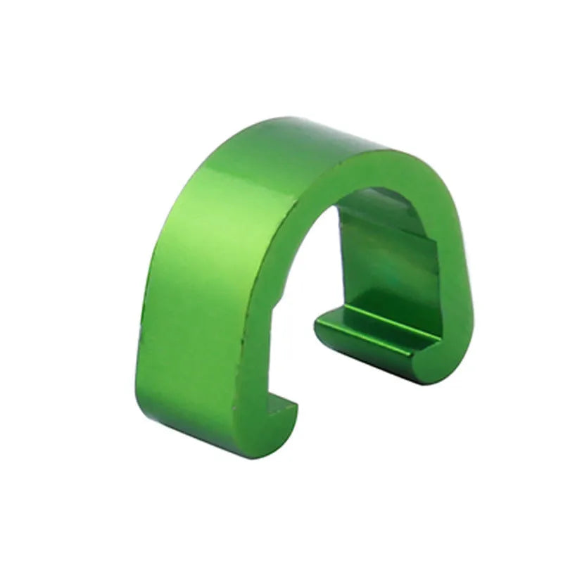 Pack of ten small aluminium alloy C-shaped buckles in assorted metallic colours on a white background.