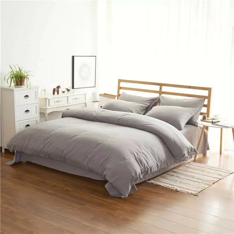 4-piece bedding set in blue, twill weave polyester acetate fabric, with quilt cover, flat sheet, and two pillowcases