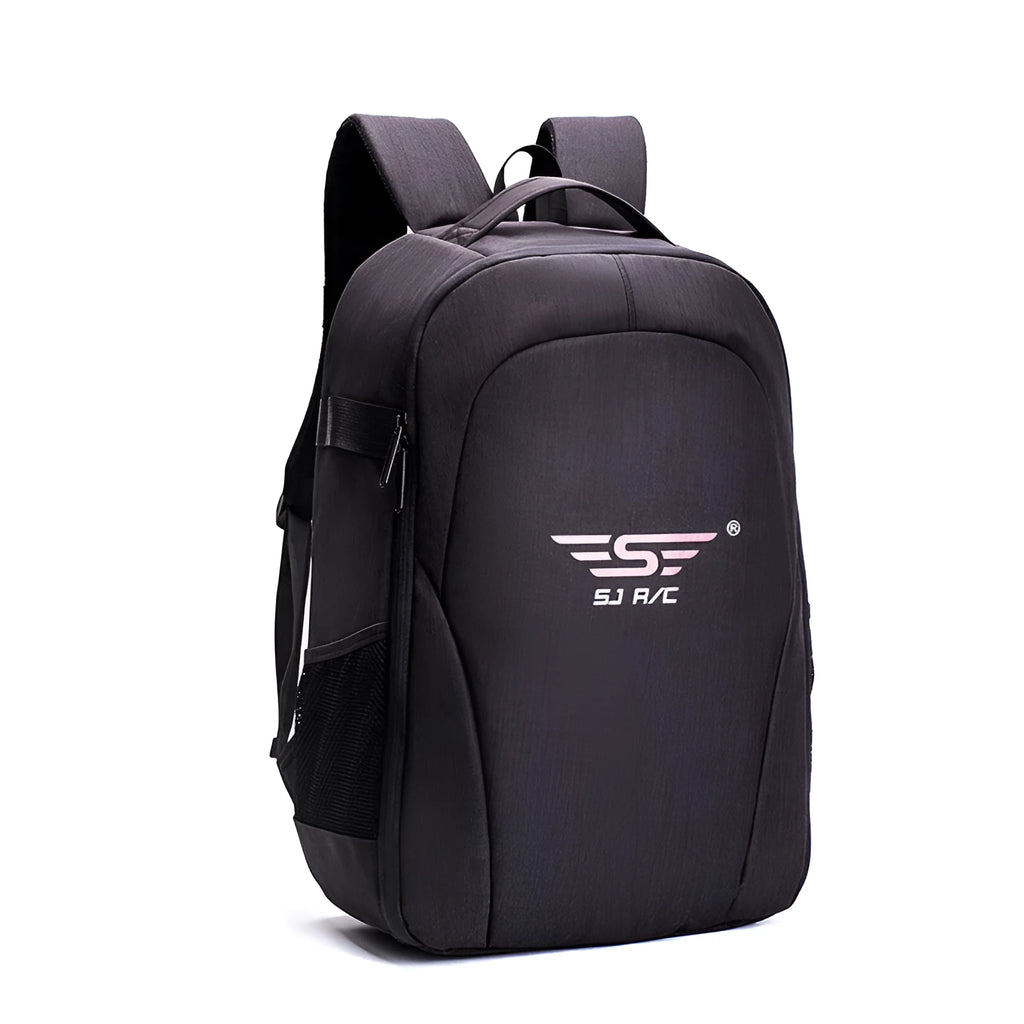 Black Oxford cloth drone backpack with camera and laptop compartments for equipment transport