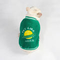 Green fleece-lined dog coat for winter, available in sizes L to 4XL, made of cotton and polyester