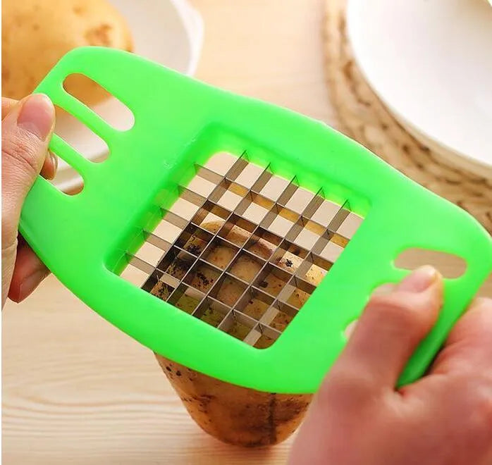 2-blade potato cutter chopper with stainless steel blades and non-slip rubber foot for french fries