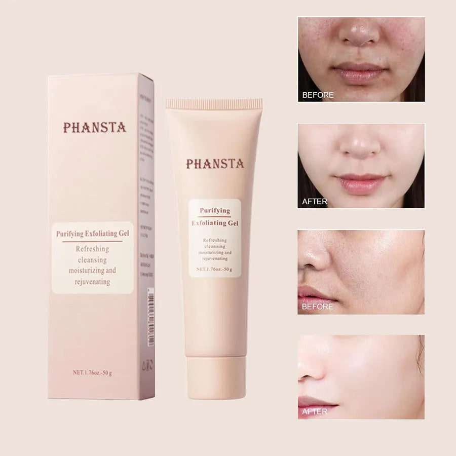 Exfoliating facial cleansing pore gel tube 50g with compact packaging dimensions 4.3 x 3 x 15.4 cm