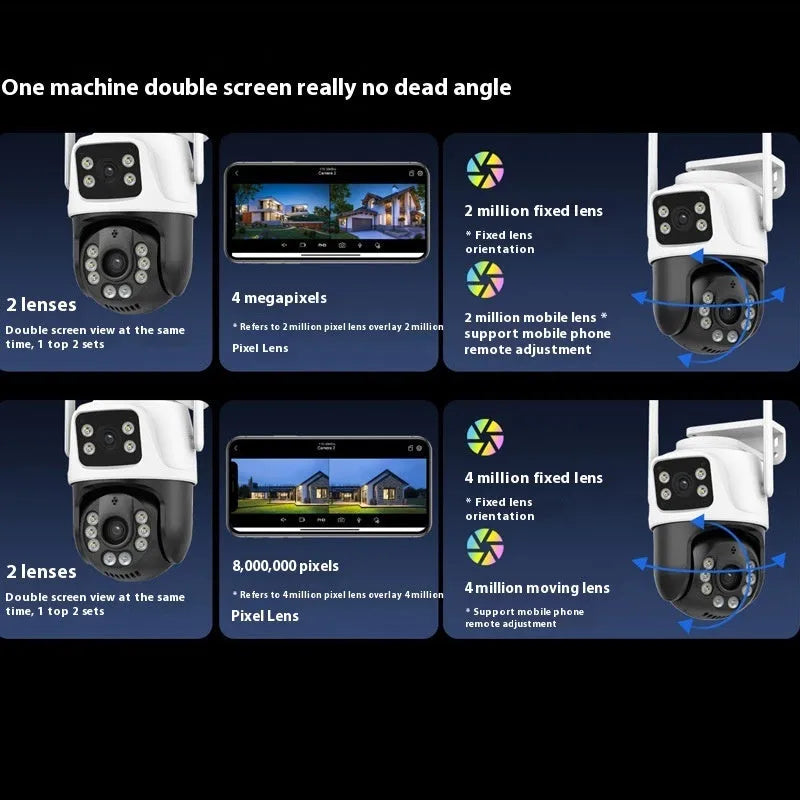 Outdoor wireless security camera with dual screen remote monitor showing 3MP resolution