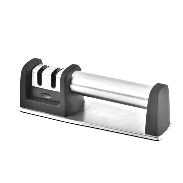 Black ABS manual kitchen sharpener for straight and serrated blades