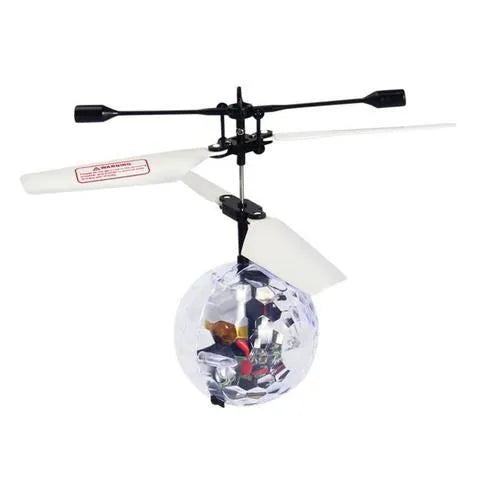 Infrared induction flying ball with LED lights in green plastic body for kids