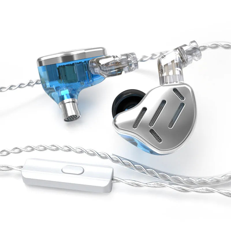 KZ ZAX in-ear headphones with hybrid ring iron driver, L-bend 3.5mm plug, and 1.25m cable