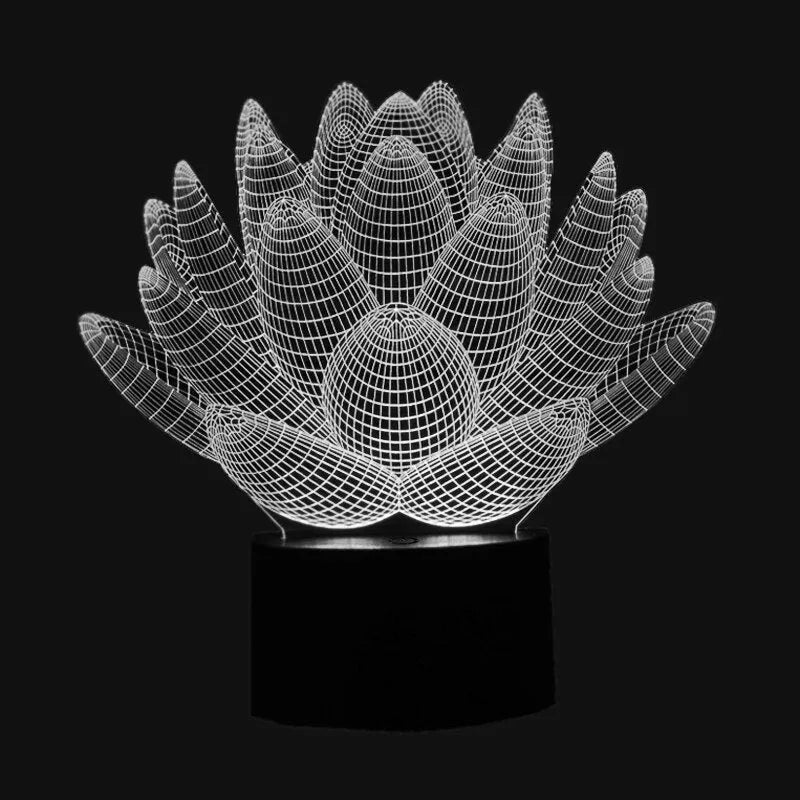 LED lotus night light acrylic shade 220x130mm touch controller 7 colours remote