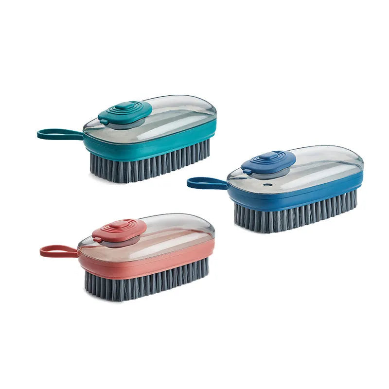 Multifunctional automatic liquid cleaning brush with ergonomic grip, 12.5cm ABS, available in blue, green, and red