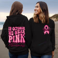 Breast cancer awareness sweatshirt with retro print and side seam pockets in polyester fibre