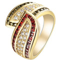 Women's gold-tone alloy ring with peridot-coloured stone, CR6313 finish, available in sizes No 6 to No 10