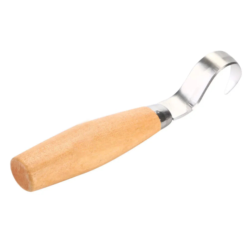 Stainless steel spoon carving knife with wood handle, 100mm length, sharp blade for hardwood carving