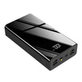 Large 40000 mAh capacity power bank with LCD screen in black or red colour.
