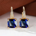 Geometric square ear clip with colourful moissanite detailing and electroplated metallic finish
