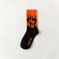 Men's cotton sports mid-calf socks in orange and white with breathable and sweat-wicking fabric