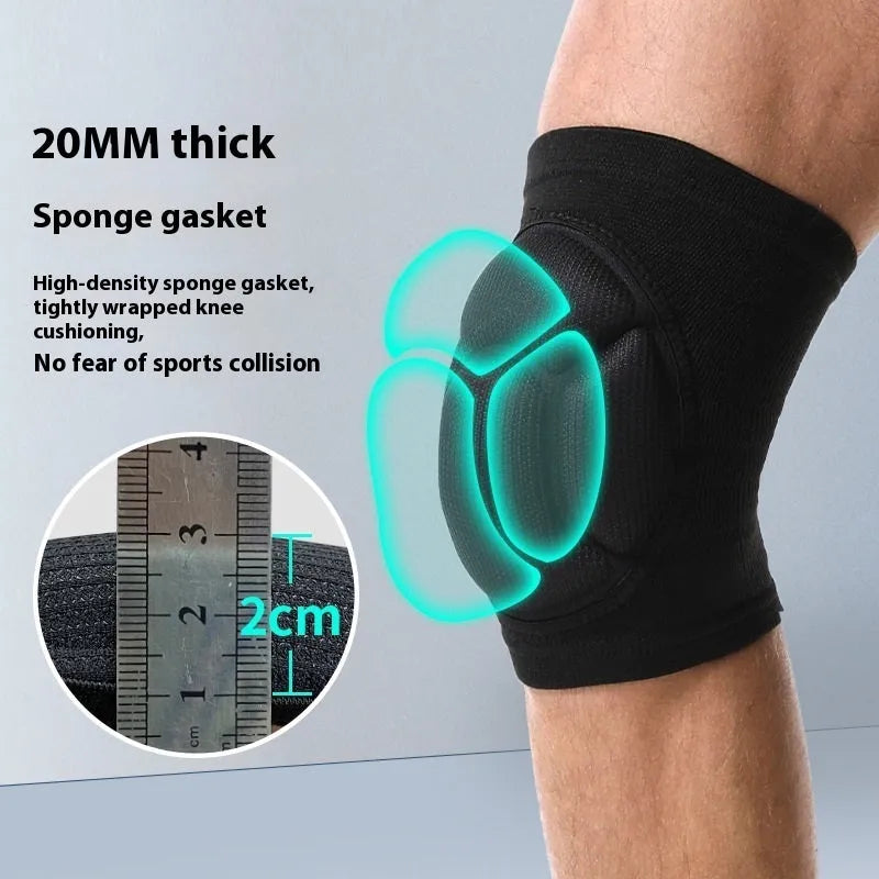 Black and blue thick sponge knee pads for dance sports protection